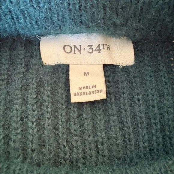 ON 34th Cozy Striped Blue and Green Women's Sweater - Picture 3 of 4